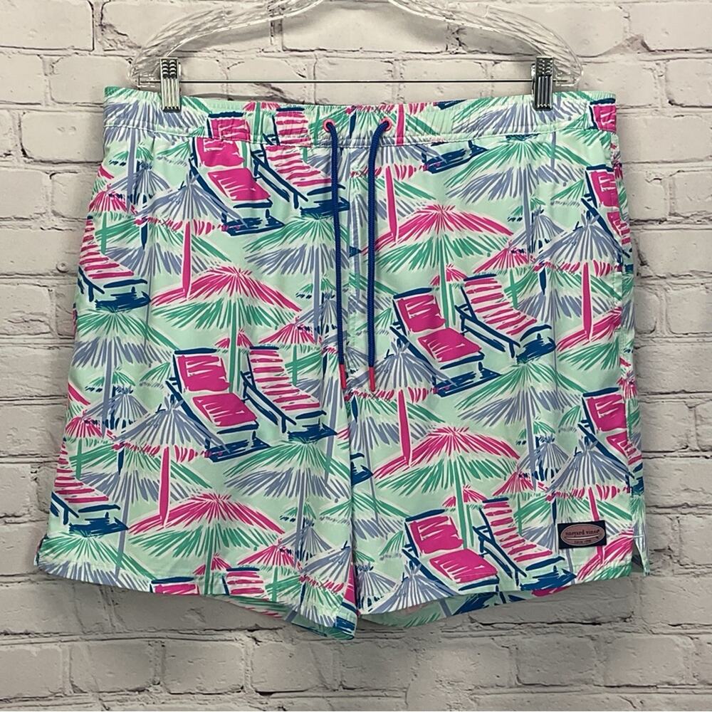 Vineyard Vines Chappy Swim Trunks Men's Size XL Cabana Crystal Blue Mesh Lined